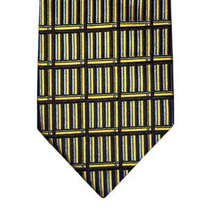 Turnbull & Asser Neiman Marcus Short Necktie Gold Blue Geometric Silk England